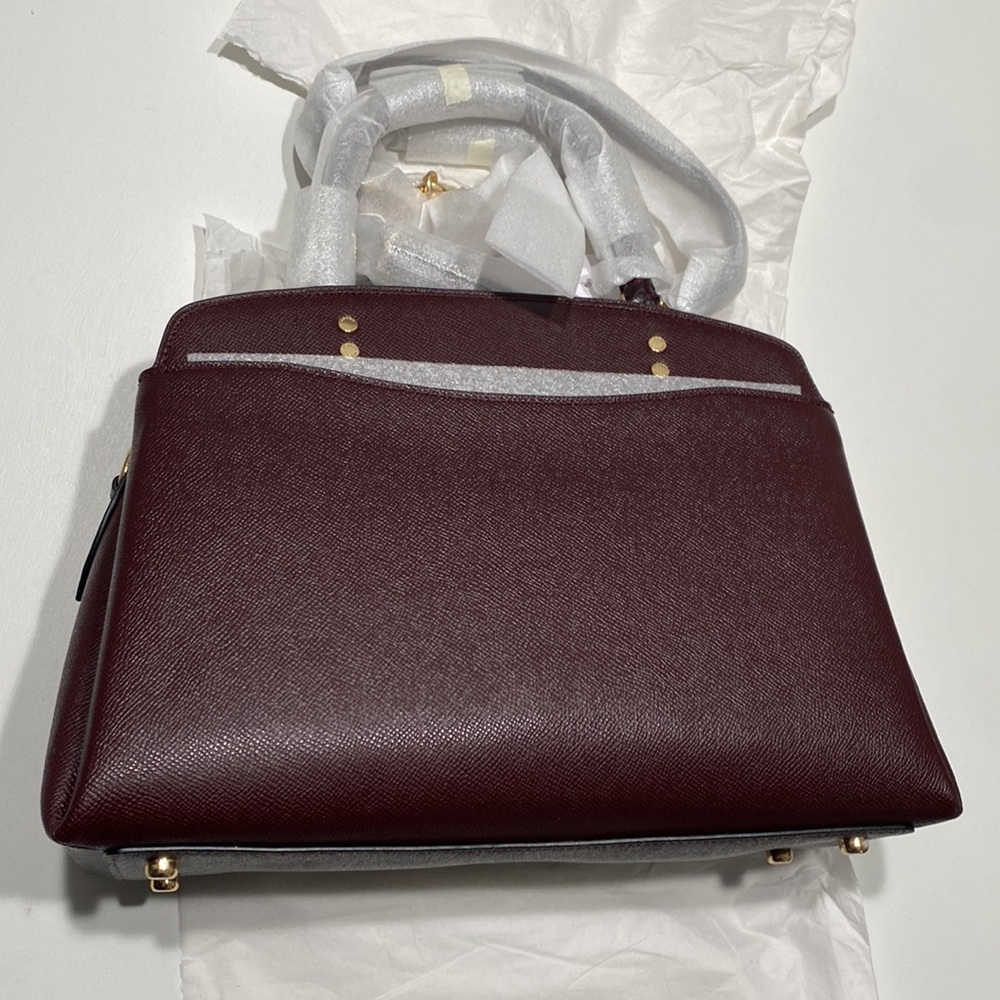 Coach Lillie Carryall Cranberry Red Snakeskin Gold Crossbody Chain Purse - Picture 6 of 8